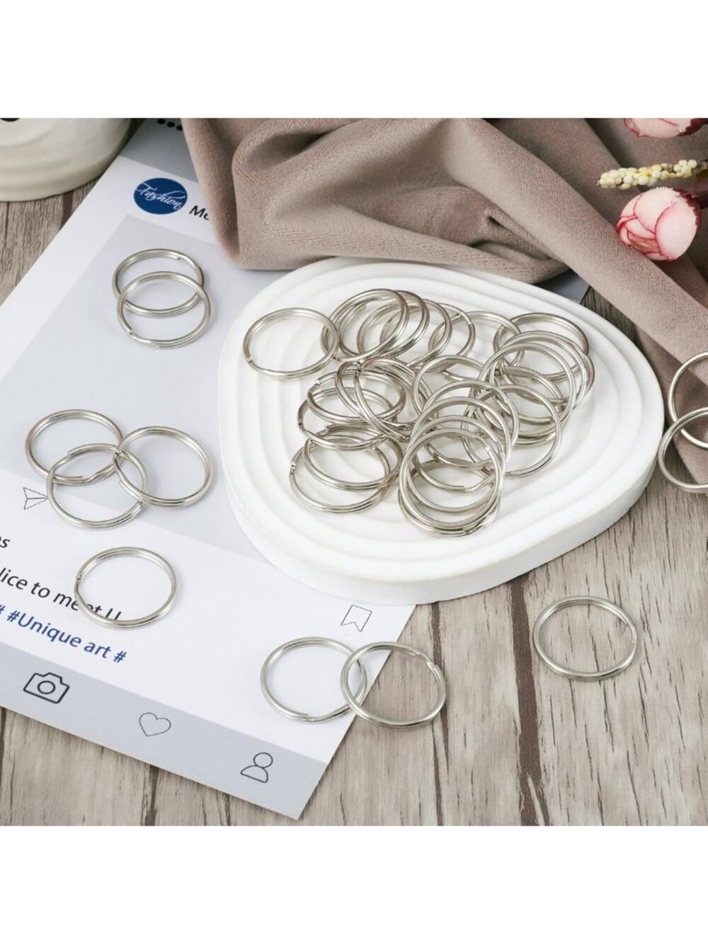 1000Pcs 25mm Round Split Key Ring Connectors - Metal Double Loop Keychain for - Picture 8 of 9